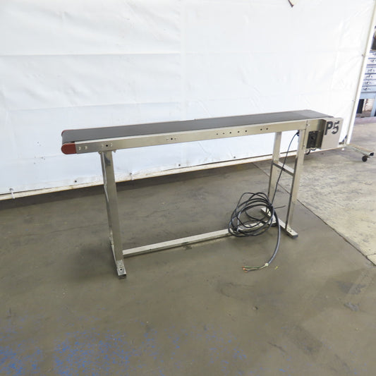 7-1/2" Wide x 58" Stainless Steel Variable Speed Slide Belt Conveyor 220V 1Ph