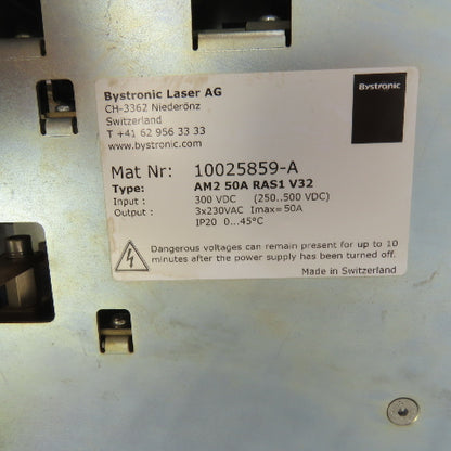 Bystronic Laser 10025859-A AM2 50A RAS1 V32 300VDC To 230V DC Inverter Drive NIB