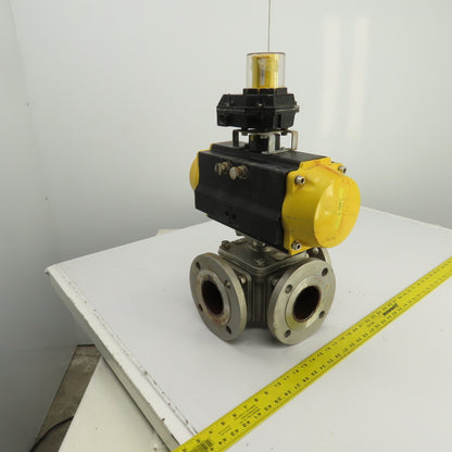 Sharpe Style Pneumatic Valve Actuator With 3" Stainless Steel Valve 3-Way