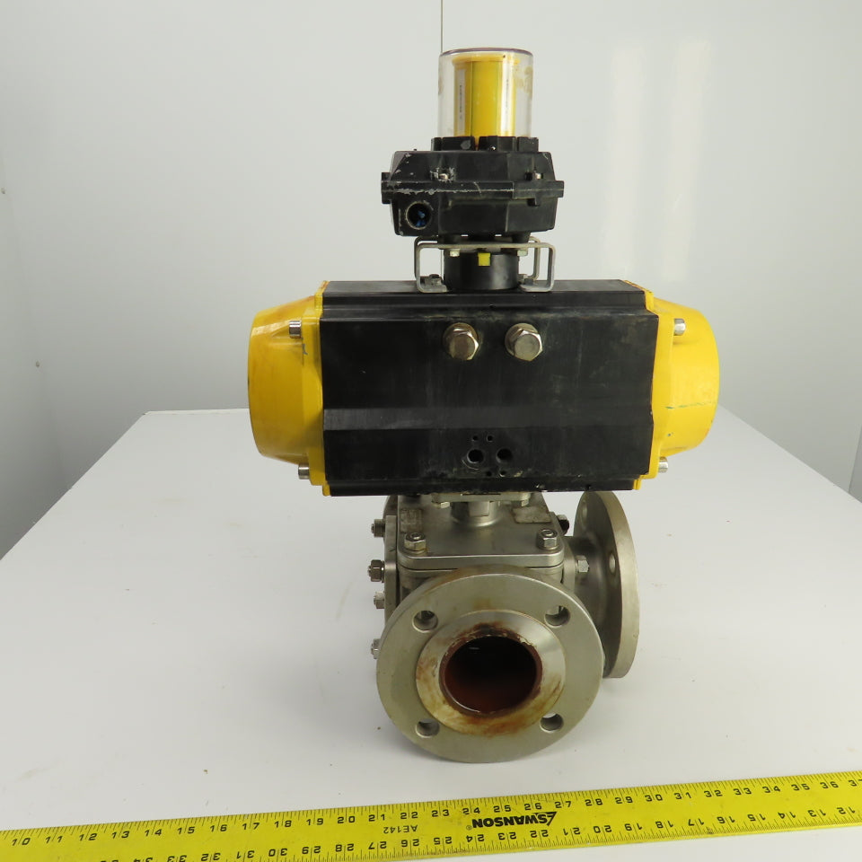 Sharpe Style Pneumatic Valve Actuator With 3" Stainless Steel Valve 3-Way