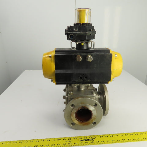 Sharpe Style Pneumatic Valve Actuator With 3" Stainless Steel Valve 3-Way