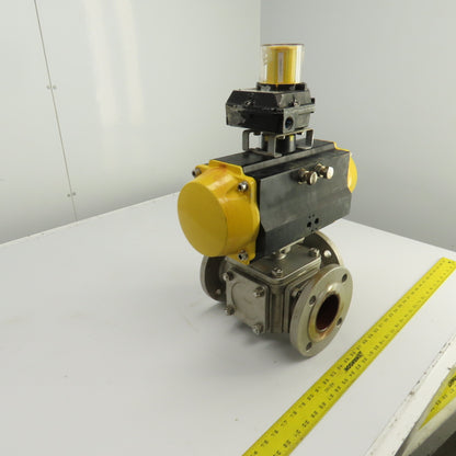 Sharpe Style Pneumatic Valve Actuator With 3" Stainless Steel Valve 3-Way