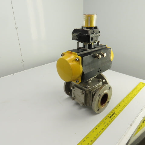 Sharpe Style Pneumatic Valve Actuator With 3" Stainless Steel Valve 3-Way