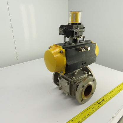 Sharpe Style Pneumatic Valve Actuator With 3" Stainless Steel Valve 3-Way