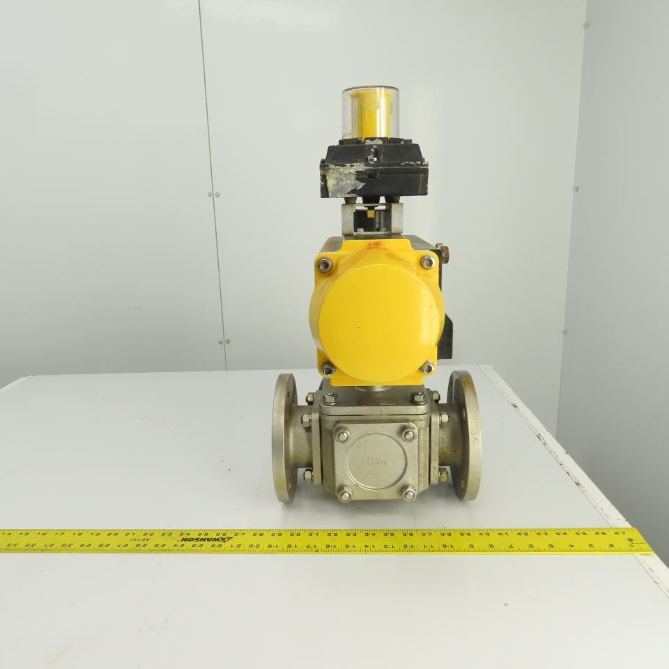 Sharpe Style Pneumatic Valve Actuator With 3" Stainless Steel Valve 3-Way