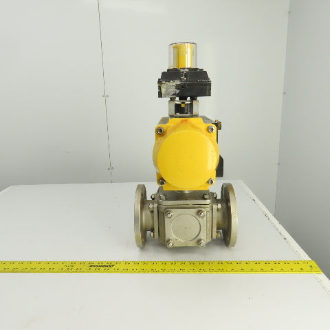 Sharpe Style Pneumatic Valve Actuator With 3" Stainless Steel Valve 3-Way