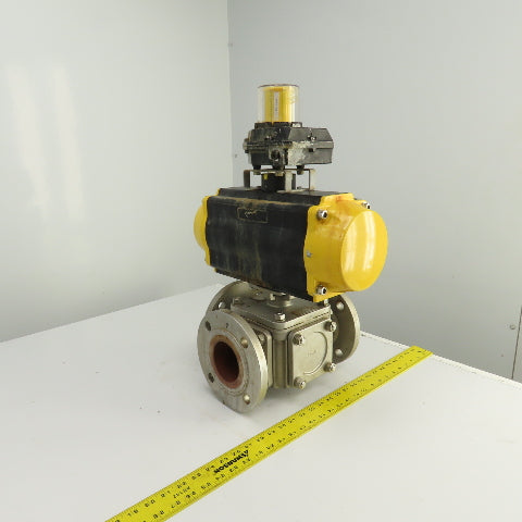 Sharpe Style Pneumatic Valve Actuator With 3" Stainless Steel Valve 3-Way