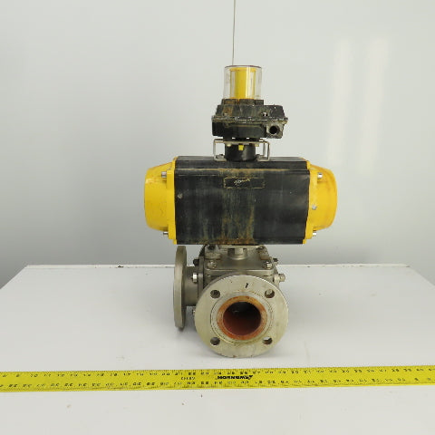 Sharpe Style Pneumatic Valve Actuator With 3" Stainless Steel Valve 3-Way
