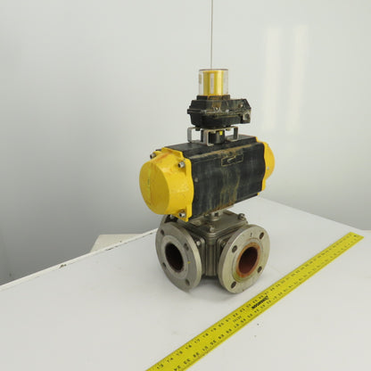 Sharpe Style Pneumatic Valve Actuator With 3" Stainless Steel Valve 3-Way