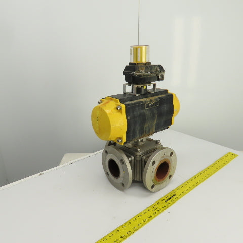 Sharpe Style Pneumatic Valve Actuator With 3" Stainless Steel Valve 3-Way