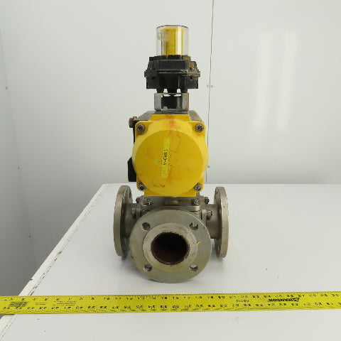 Sharpe Style Pneumatic Valve Actuator With 3" Stainless Steel Valve 3-Way