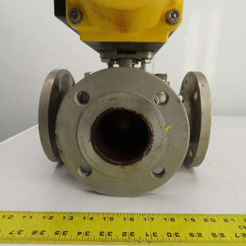 Sharpe Style Pneumatic Valve Actuator With 3" Stainless Steel Valve 3-Way