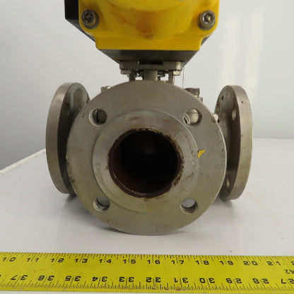 Sharpe Style Pneumatic Valve Actuator With 3" Stainless Steel Valve 3-Way
