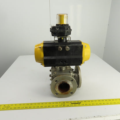 Sharpe Style Pneumatic Valve Actuator With 3" Stainless Steel Valve 3-Way