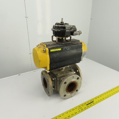 Sharpe Style Pneumatic Valve Actuator With 3" Stainless Steel Valve 3-Way