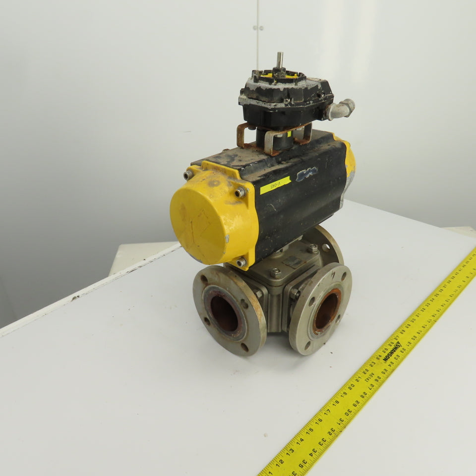 Sharpe Style Pneumatic Valve Actuator With 3" Stainless Steel Valve 3-Way