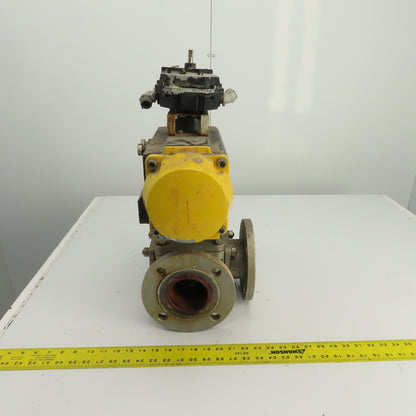 Sharpe Style Pneumatic Valve Actuator With 3" Stainless Steel Valve 3-Way