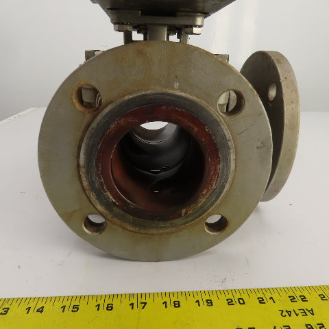 Sharpe Style Pneumatic Valve Actuator With 3" Stainless Steel Valve 3-Way