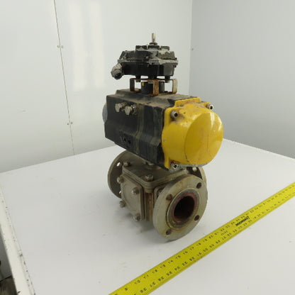 Sharpe Style Pneumatic Valve Actuator With 3" Stainless Steel Valve 3-Way