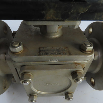 Sharpe Style Pneumatic Valve Actuator With 3" Stainless Steel Valve 3-Way