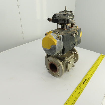 Sharpe Style Pneumatic Valve Actuator With 3" Stainless Steel Valve 3-Way
