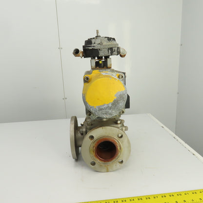 Sharpe Style Pneumatic Valve Actuator With 3" Stainless Steel Valve 3-Way