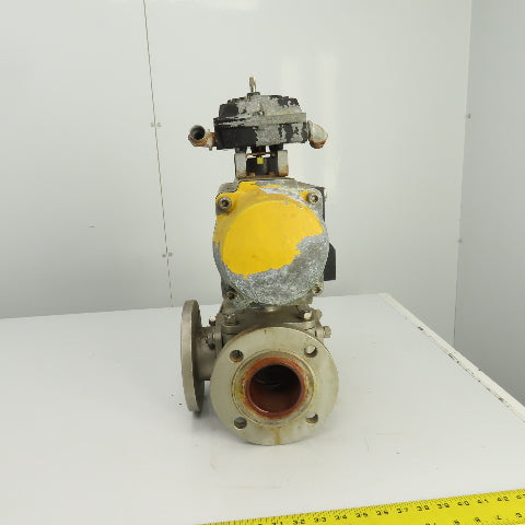 Sharpe Style Pneumatic Valve Actuator With 3" Stainless Steel Valve 3-Way