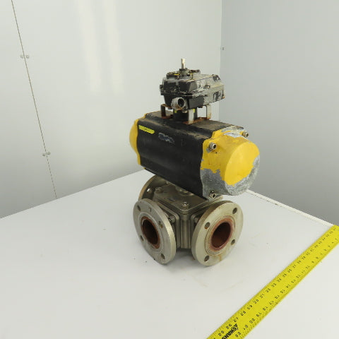 Sharpe Style Pneumatic Valve Actuator With 3" Stainless Steel Valve 3-Way