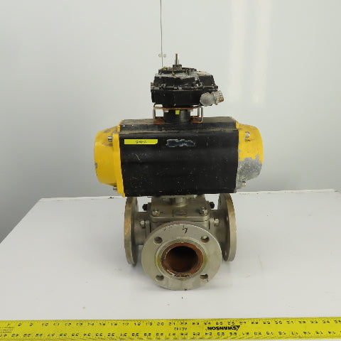 Sharpe Style Pneumatic Valve Actuator With 3" Stainless Steel Valve 3-Way