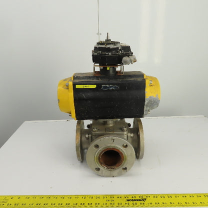 Sharpe Style Pneumatic Valve Actuator With 3" Stainless Steel Valve 3-Way
