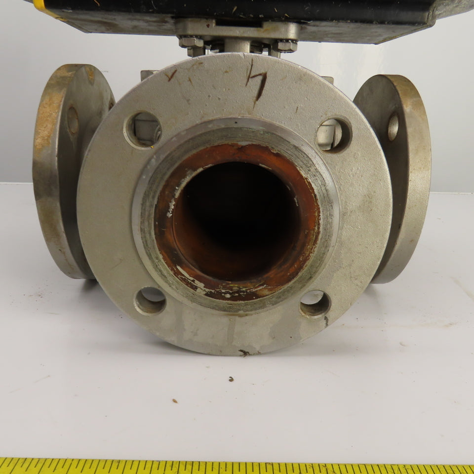 Sharpe Style Pneumatic Valve Actuator With 3" Stainless Steel Valve 3-Way