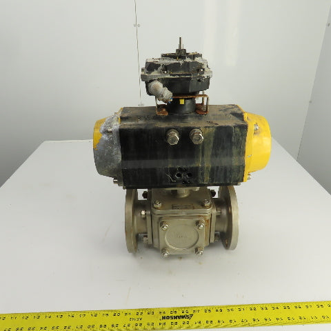 Sharpe Style Pneumatic Valve Actuator With 3" Stainless Steel Valve 3-Way
