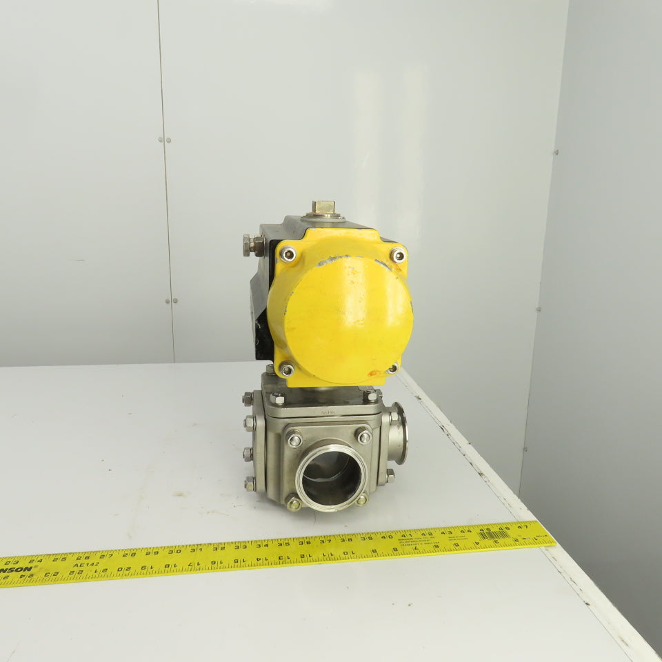 Sharpe Style Pneumatic Valve Actuator With 3" Stainless Steel Valve 3-Way