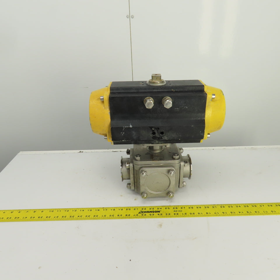 Sharpe Style Pneumatic Valve Actuator With 3" Stainless Steel Valve 3-Way