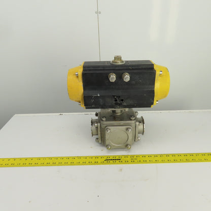 Sharpe Style Pneumatic Valve Actuator With 3" Stainless Steel Valve 3-Way