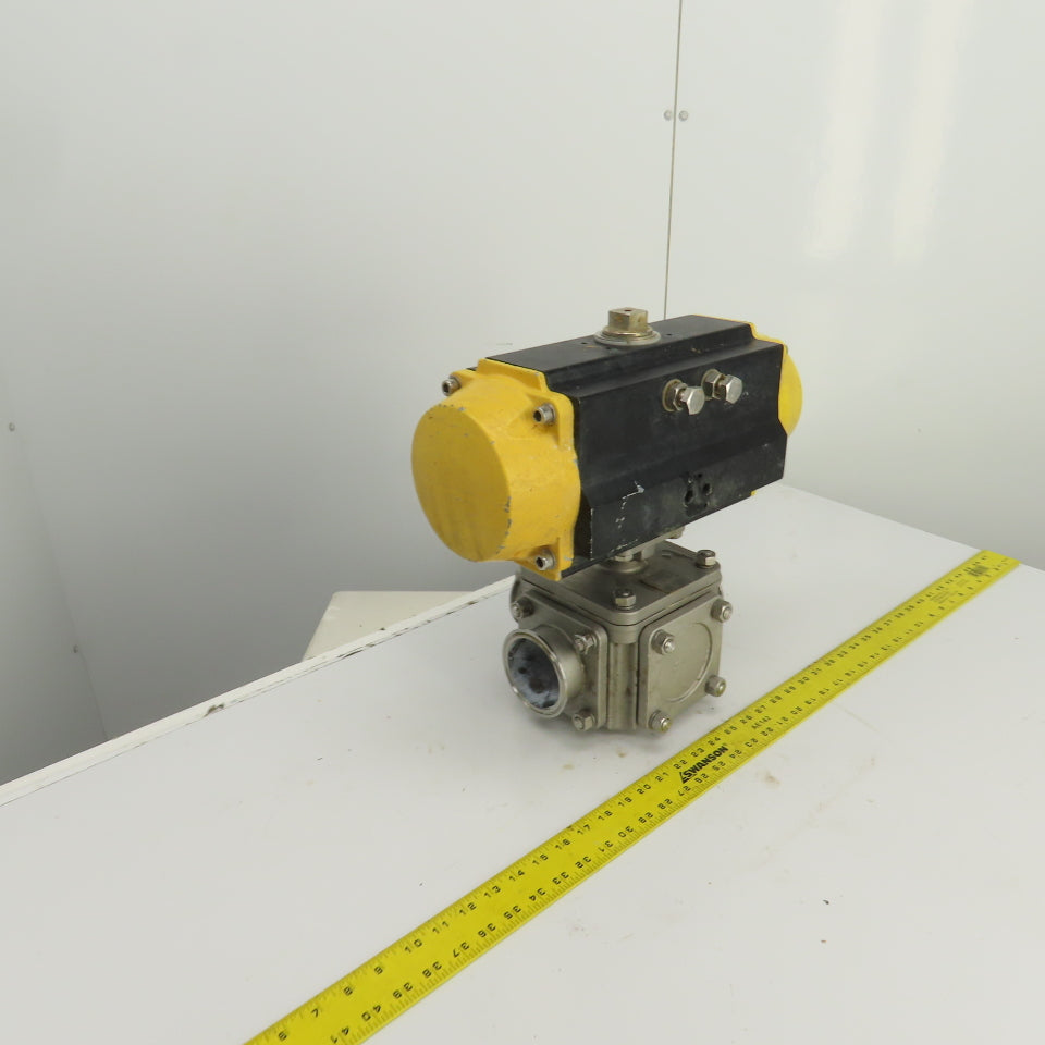 Sharpe Style Pneumatic Valve Actuator With 3" Stainless Steel Valve 3-Way