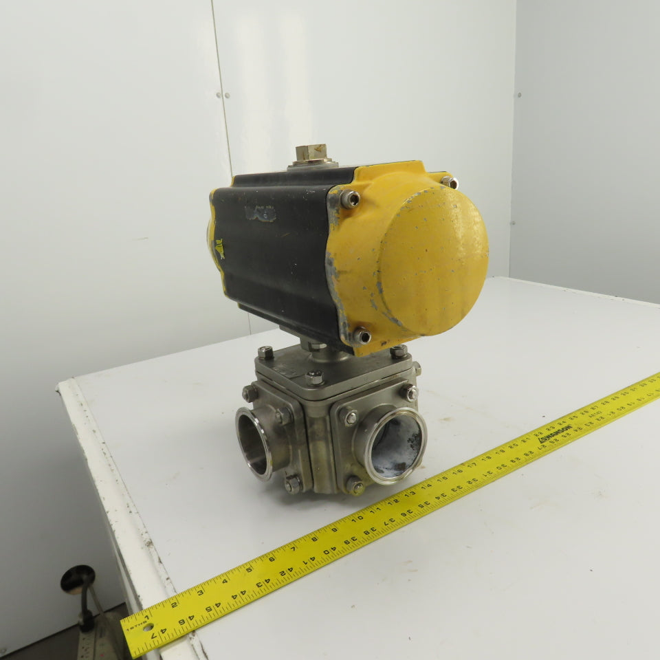 Sharpe Style Pneumatic Valve Actuator With 3" Stainless Steel Valve 3-Way