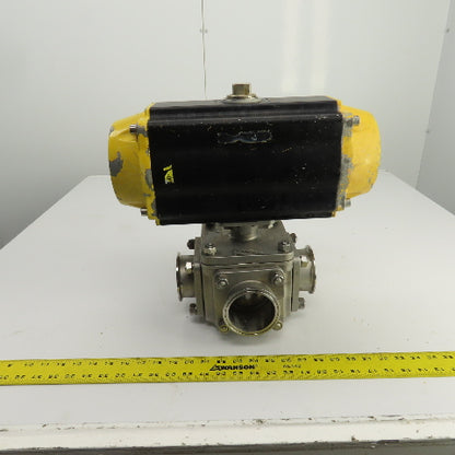 Sharpe Style Pneumatic Valve Actuator With 3" Stainless Steel Valve 3-Way
