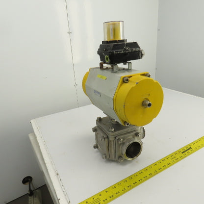 Sonic Torque ST150 Pneumatic Valve Actuator With 3" Stainless Steel Valve 3-Way