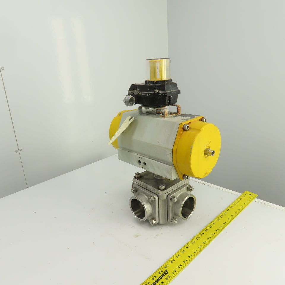 Sonic Torque ST150 Pneumatic Valve Actuator With 3" Stainless Steel Valve 3-Way
