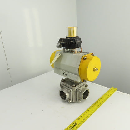Sonic Torque ST150 Pneumatic Valve Actuator With 3" Stainless Steel Valve 3-Way