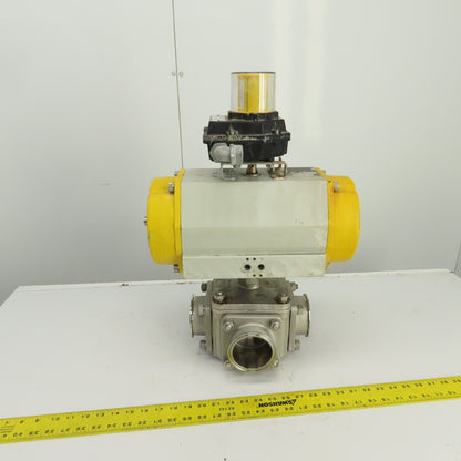 Sonic Torque ST150 Pneumatic Valve Actuator With 3" Stainless Steel Valve 3-Way