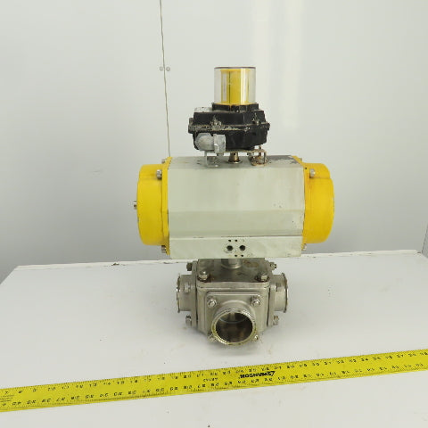 Sonic Torque ST150 Pneumatic Valve Actuator With 3" Stainless Steel Valve 3-Way
