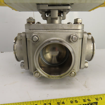 Sonic Torque ST150 Pneumatic Valve Actuator With 3" Stainless Steel Valve 3-Way