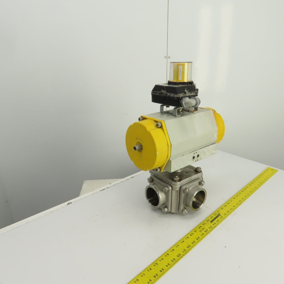Sonic Torque ST150 Pneumatic Valve Actuator With 3" Stainless Steel Valve 3-Way