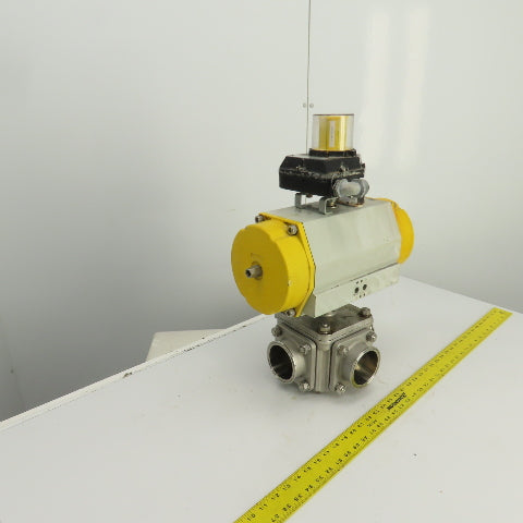 Sonic Torque ST150 Pneumatic Valve Actuator With 3" Stainless Steel Valve 3-Way