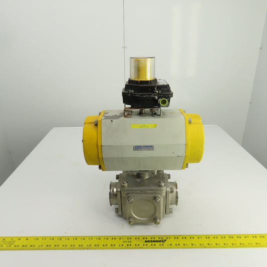 Sonic Torque ST150 Pneumatic Valve Actuator With 3" Stainless Steel Valve 3-Way