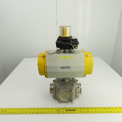 Sonic Torque ST150 Pneumatic Valve Actuator With 3" Stainless Steel Valve 3-Way