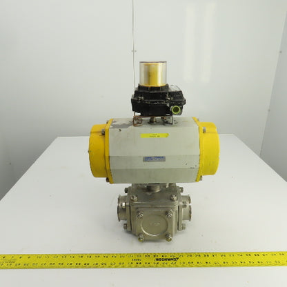 Sonic Torque ST150 Pneumatic Valve Actuator With 3" Stainless Steel Valve 3-Way