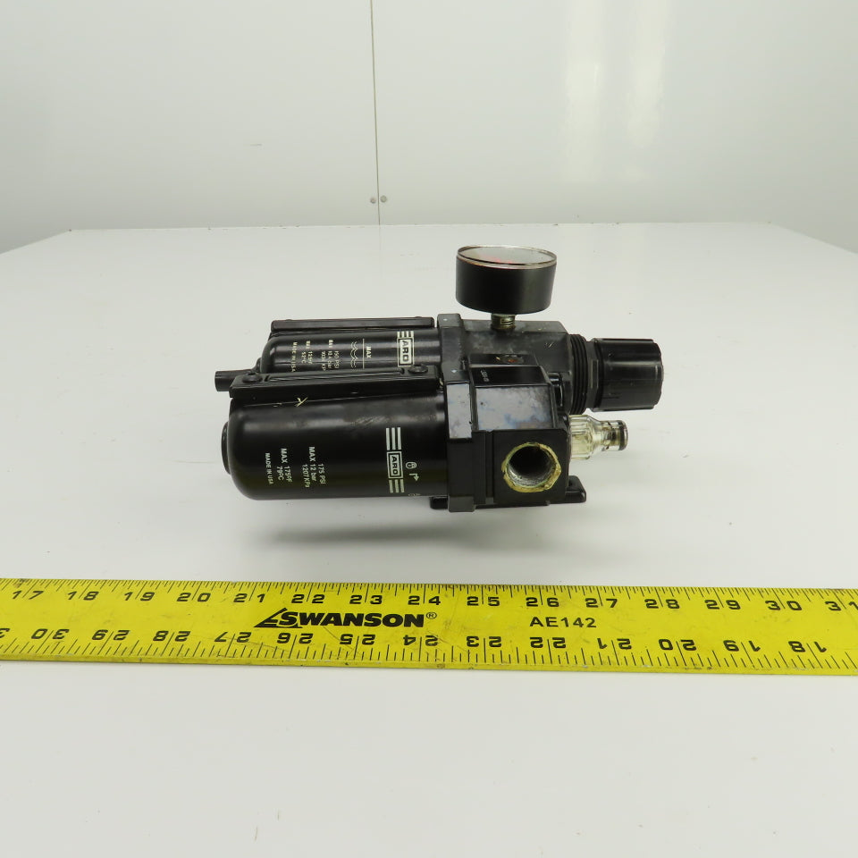 ARO Compressed Air Filter Regulator Lubricator FRL 150PSI 3/8" x 1/2" NPT